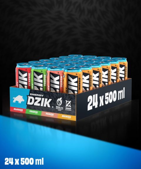 DZIK® ENERGY MIX CLASSIC, PEACH, TROPIC, MANGO 500ml