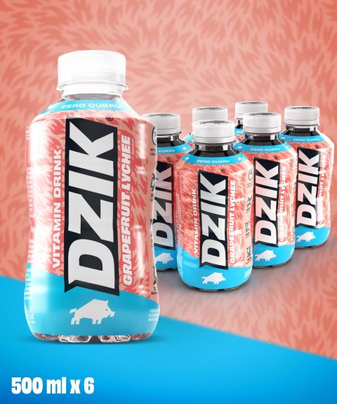 DZIK® VITAMIN DRINK GRAPEFRUIT - LYCHEE 500 ml