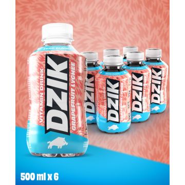 DZIK® VITAMIN DRINK GRAPEFRUIT - LYCHEE 500 ml
